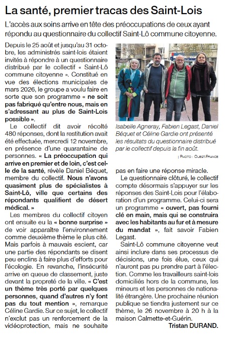 La santé, premier tracas des Saint-Lois