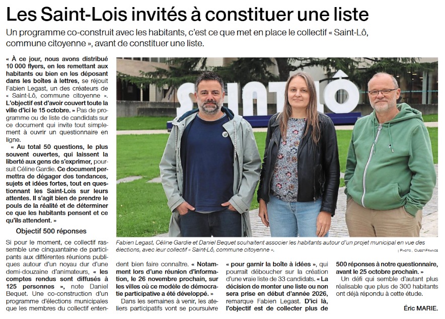 Les Saint-Lois invités à constituer une liste